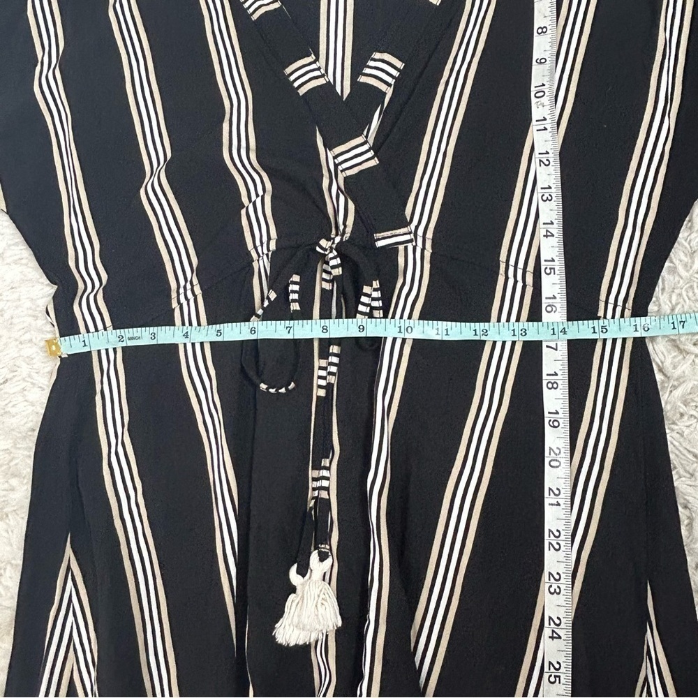 BEACHGOLD Striped V-Neck Ruffle Hem Mini Dress - Picture 15 of 15
